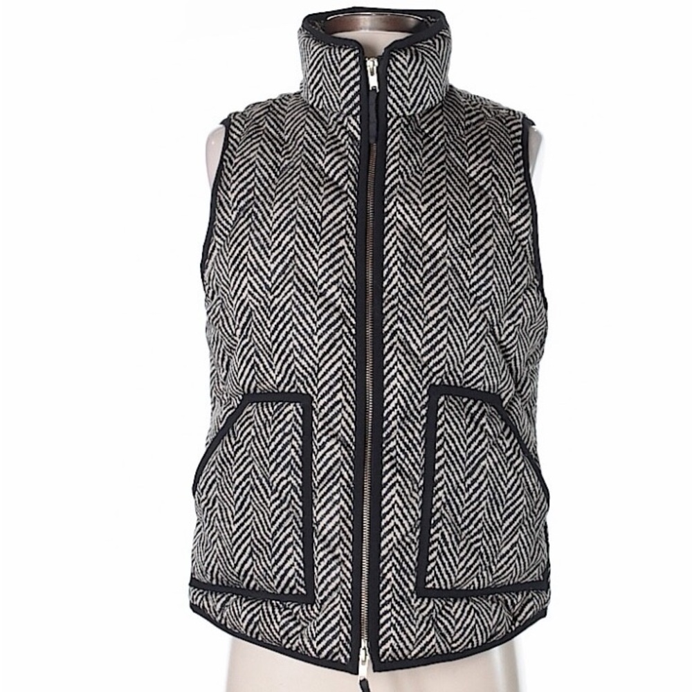 J. Crew Quilted Down Excursion Vest in Herringbone